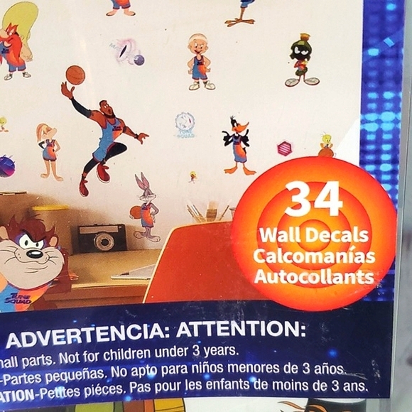 🆕️NWT Warner Bros. Looney Tunes Space Jam New Legacy Peel Sticker Wall Decals - Picture 5 of 12